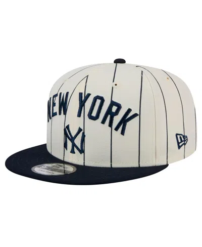 New Era Men's White New York Yankees Jersey Pinstripe 9fifty Snapback Hat In Cream