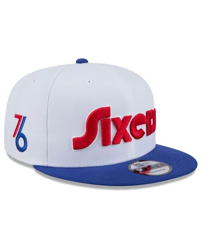 New Era Men's White Philadelphia 76ers 2024/25 City Edition 9fifty Snapback Hat In White,royal