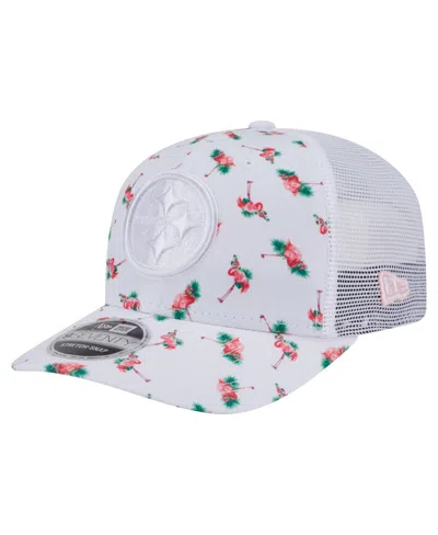 New Era Men's White Pittsburgh Steelers Adventure Flamingo Pattern 9seventy Stretch-snap Hat