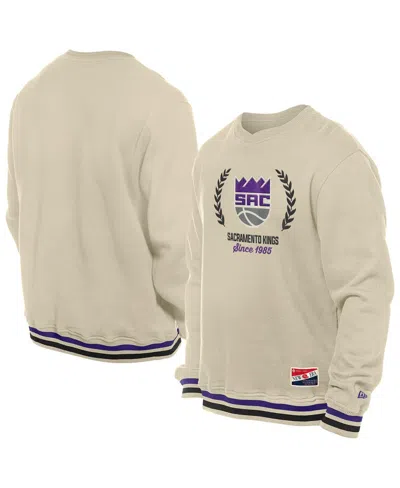 New Era Men's White Sacramento Kings Throwback Vintage Pullover Sweatshirt In Nude