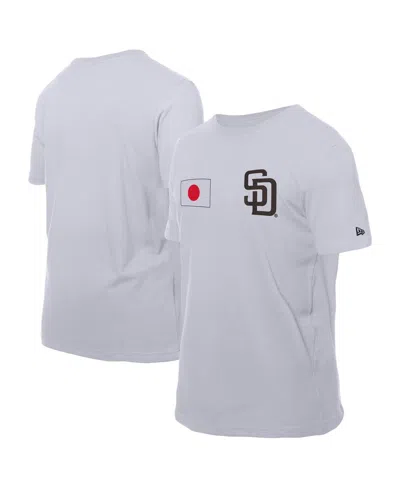 New Era Men's White San Diego Padres Japanese Flag T-shirt In Gray