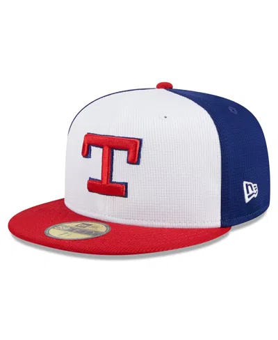 New Era Men's White Texas Rangers 2024 Batting Practice 59fifty Fitted Hat In Dk Blue