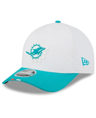 New Era Men's White/aqua Miami Dolphins 2025 Nfl Training Camp A-frame 9forty Adjustable Hat In Multi
