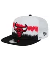 New Era Men's White/black Chicago Bulls Dip-dye 9fifty A-frame Trucker Snapback Hat In White,black