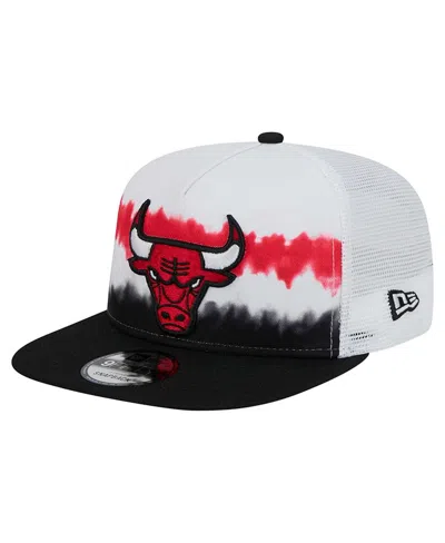 New Era Men's White/black Chicago Bulls Dip-dye 9fifty A-frame Trucker Snapback Hat