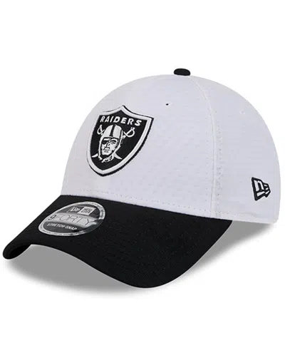 New Era Men's White/black Las Vegas Raiders 2024 Nfl Training Camp 9forty Adjustable Hat In White,black