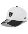 New Era Men's White/black Las Vegas Raiders 2025 Nfl Training Camp A-frame 9forty Adjustable Hat In White