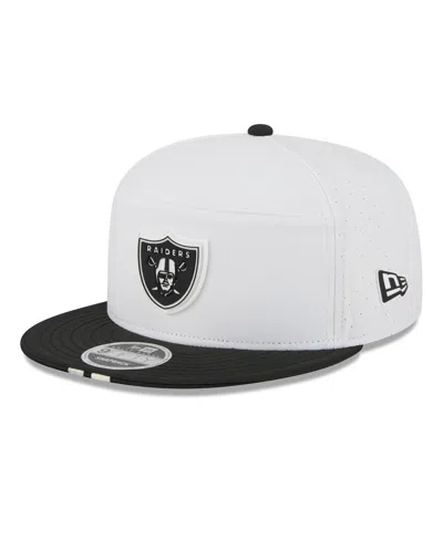 New Era Men's White/black Las Vegas Raiders 2025 Nfl Training Camp Split Panel 9fifty Snapback Hat