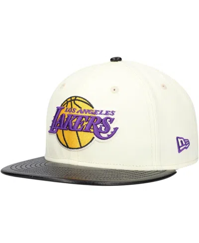 New Era Men's White/black Los Angeles Lakers Faux Leather In White,black