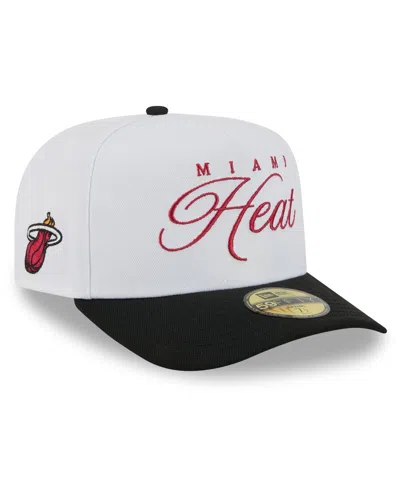 New Era Men's White/black Miami Heat 2025 Nba Draft A-frame 59fifty Fitted Hat In Multi