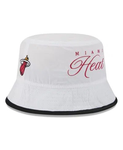 New Era Men's White/black Miami Heat 2025 Nba Draft Nylon Bucket Hat In Multi