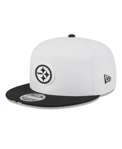 New Era Men's White/black Pittsburgh Steelers 2025 Nfl Training Camp Split Panel 9fifty Snapback Hat