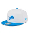 New Era Men's White/blue Detroit Lions 2025 Nfl Training Camp Split Panel 9fifty Snapback Hat