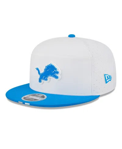 New Era Men's White/blue Detroit Lions 2025 Nfl Training Camp Split Panel 9fifty Snapback Hat