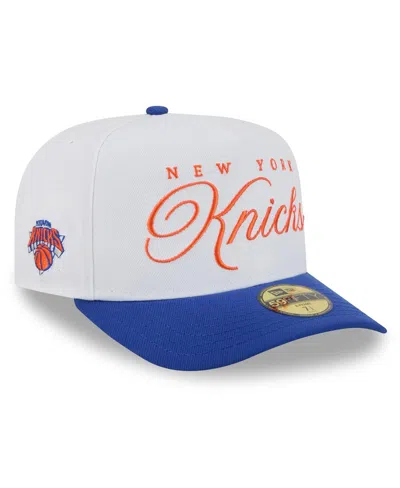 New Era Men's White/blue New York Knicks 2025 Nba Draft A-frame 59fifty Fitted Hat In Multi