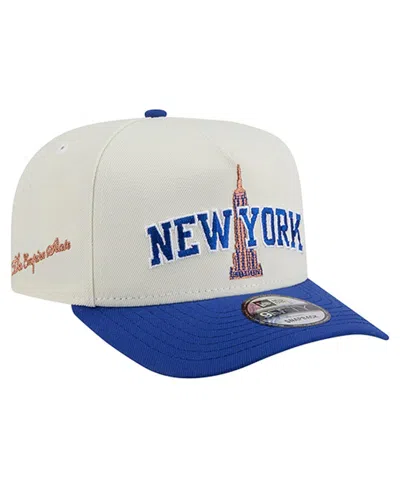 New Era Men's White/blue New York Knicks A-frame 9fifty Adjustable Hat In Neutral