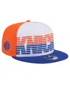 New Era Men's White/blue New York Knicks Throwback Gradient Tech Font 9fifty Snapback Hat In White Blue