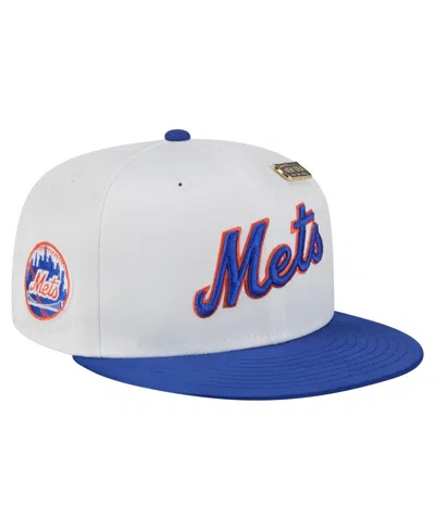New Era Men's White/blue New York Mets Satin 59fifty Fitted Hat