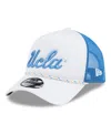 New Era Men's White/blue Ucla Bruins Court Sport Foam A-frame 9forty Adjustable Trucker Hat In White,blue