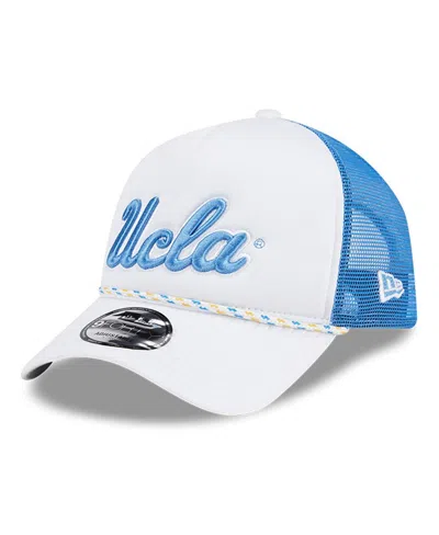 New Era Men's White/blue Ucla Bruins Court Sport Foam A-frame 9forty Adjustable Trucker Hat In White,blue