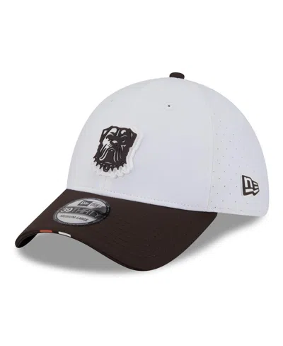 New Era Men's White/brown Cleveland Browns 2025 Nfl Training Camp 39thirty Flex Hat In Multi