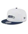 New Era Men's White/college Navy Seattle Seahawks 2025 Nfl Training Camp Split Panel 9fifty Snapback Hat