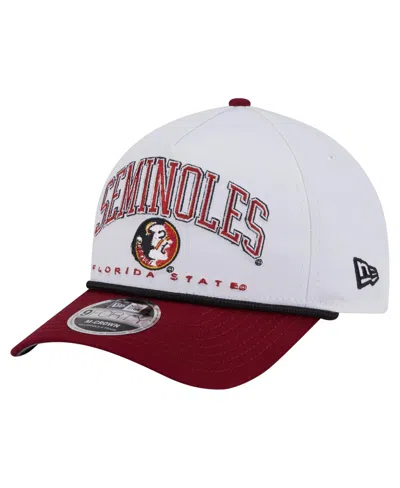 New Era Men's White/garnet Florida State Seminoles Arch Two-tone Rope 9forty A-frame M-crown Adjustable Hat