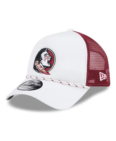 New Era Men's White/maroon Mississippi State Bulldogs Court Sport Foam A-frame 9forty Adjustable Trucker Hat In White,maroon