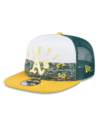 New Era Men's White/gold Oakland Athletics Team Foam Front A-frame Trucker 9fifty Snapback Hat In White,gold
