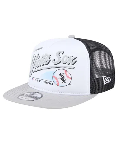 New Era Men's White/gray Chicago White Sox Retro Script Trucker 9fifty Snapback Hat