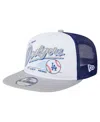 New Era Men's White/gray Los Angeles Dodgers Retro Script Trucker 9fifty Snapback Hat