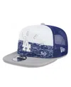 New Era Men's White/gray Los Angeles Dodgers Team Foam Front A-frame Trucker 9fifty Snapback Hat In White Gray