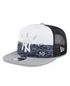 New Era Men's White/gray New York Yankees Team Foam Front A-frame Trucker 9fifty Snapback Hat In White Gray