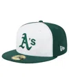 New Era Men's White/green Athletics Repeat 59fifty Fitted Hat In Multi