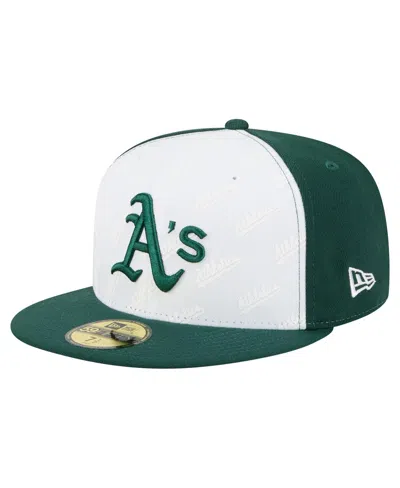 New Era Men's White/green Athletics Repeat 59fifty Fitted Hat In Multi