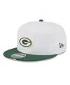 New Era Men's White/green Bay Packers 2025 Nfl Training Camp Split Panel 9fifty Snapback Hat