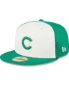 New Era Men's White/green Chicago Cubs 2024 St. Patrick's Day 59fifty Fitted Hat In White,green