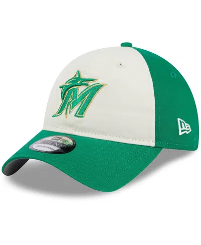 New Era Men's White/green Miami Marlins 2024 St. Patrick's Day 9twenty Adjustable Hat In Multi