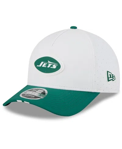 New Era Men's White/green New York Jets 2025 Nfl Training Camp A-frame 9forty Adjustable Hat In Multi