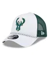 New Era Men's White/hunter Green Milwaukee Bucks Court Sport Foam A-frame 9forty Adjustable Trucker Hat In White,hunter Green