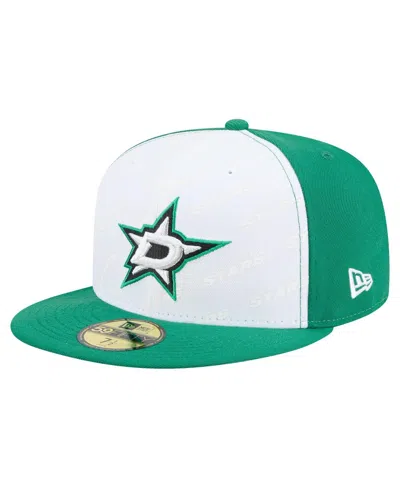 New Era Men's White/kelly Green Dallas Stars Repeat Two-tone 59fifty Fitted Hat