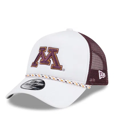 New Era Men's White/maroon Minnesota Golden Gophers Court Sport Foam A-frame 9forty Adjustable Trucker Hat In White,maroon
