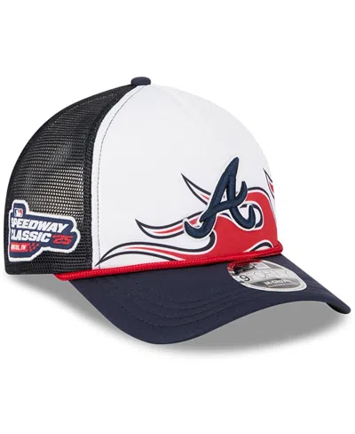 New Era Men's White/navy Atlanta Braves 2025 Mlb Speedway Classic Fashion Pack A-frame 9forty Adjustable Hat In Multi