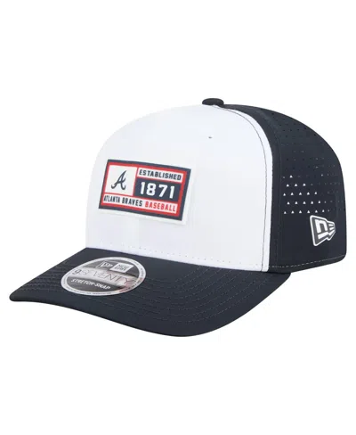 New Era Men's White/navy Atlanta Braves Established Patch 9seventy Adjustable Hat In Black