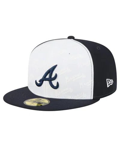 New Era Men's White/navy Atlanta Braves Repeat 59fifty Fitted Hat In Multi