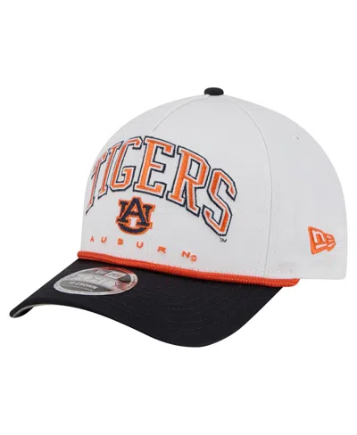 New Era Men's White/navy Auburn Tigers Arch Two-tone Rope 9forty A-frame M-crown Adjustable Hat In Black