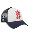 New Era Men's White/navy Boston Red Sox Checkered Flag A-frame Trucker 9forty Adjustable Hat In White,navy