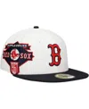 New Era Men's White/navy Boston Red Sox Major Sidepatch 59fifty Fitted Hat In White,navy
