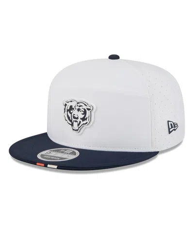 New Era Men's White/navy Chicago Bears 2025 Nfl Training Camp Split Panel 9fifty Snapback Hat