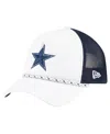 New Era Men's White/navy Dallas Cowboys Court Sport Foam Front A-frame 9forty Adjustable Trucker Hat In White,navy